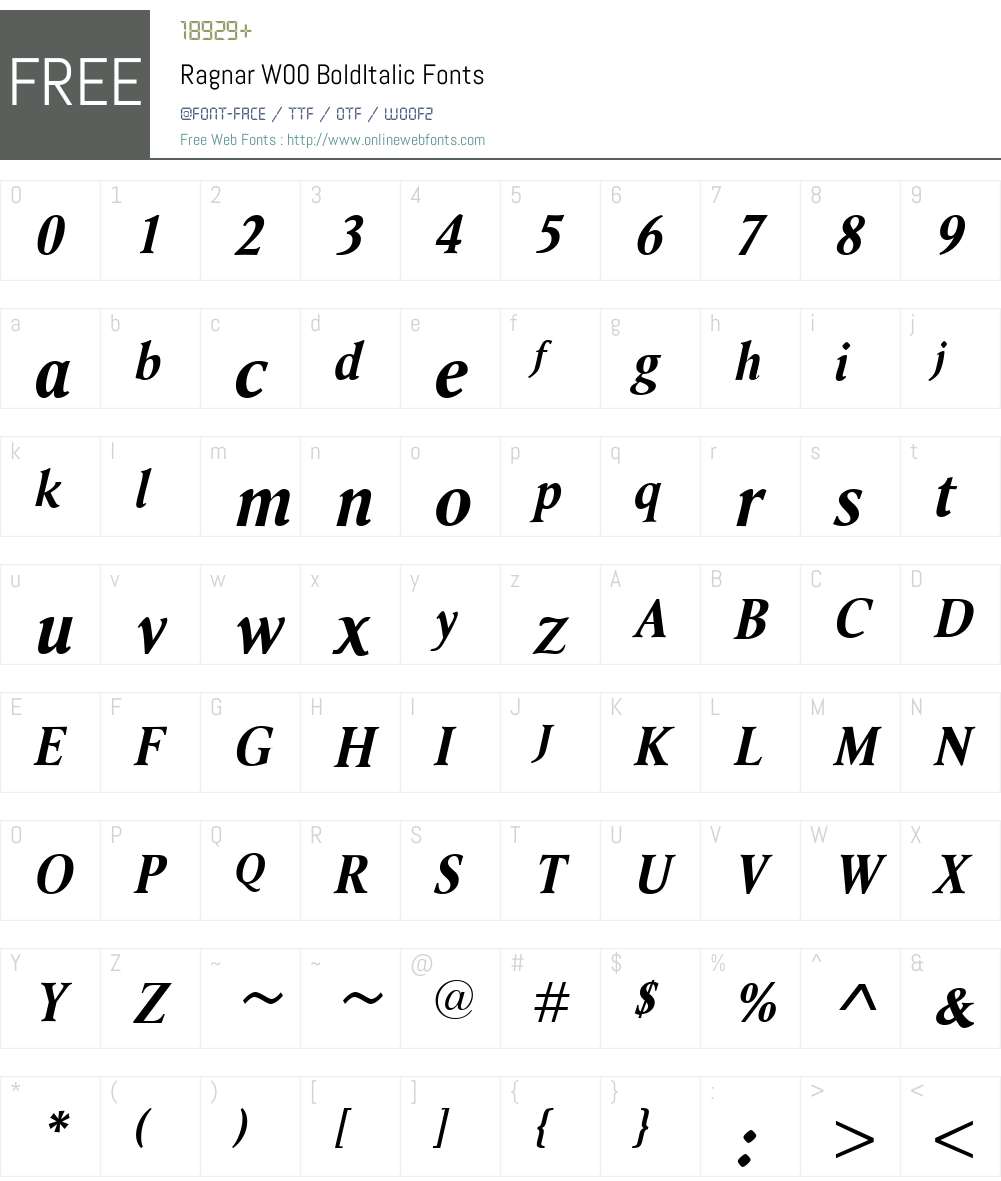 RagnarW00-BoldItalic Font Screenshots