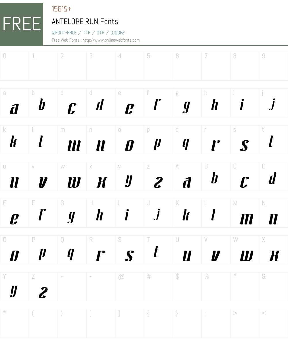 ANTELOPE RUN Font Screenshots