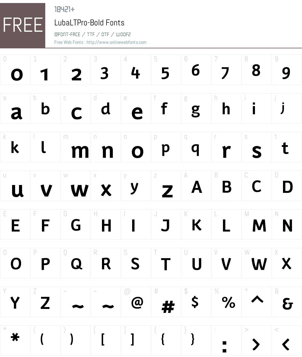 Luba LT Pro Font Screenshots