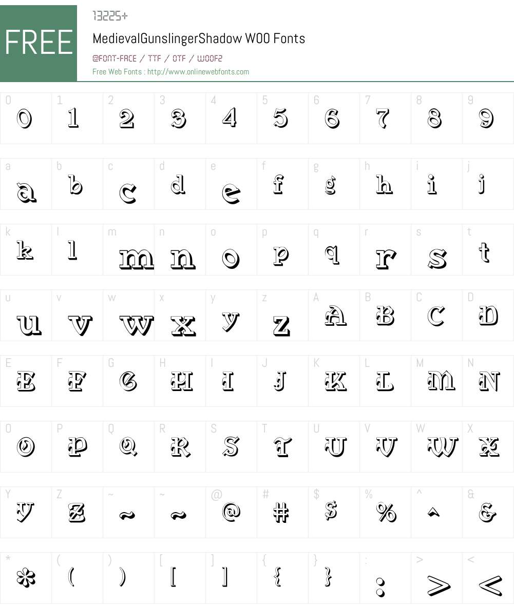 MedievalGunslingerShadowW00 Font Screenshots