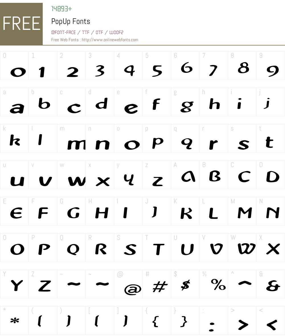 PopUp Font Screenshots