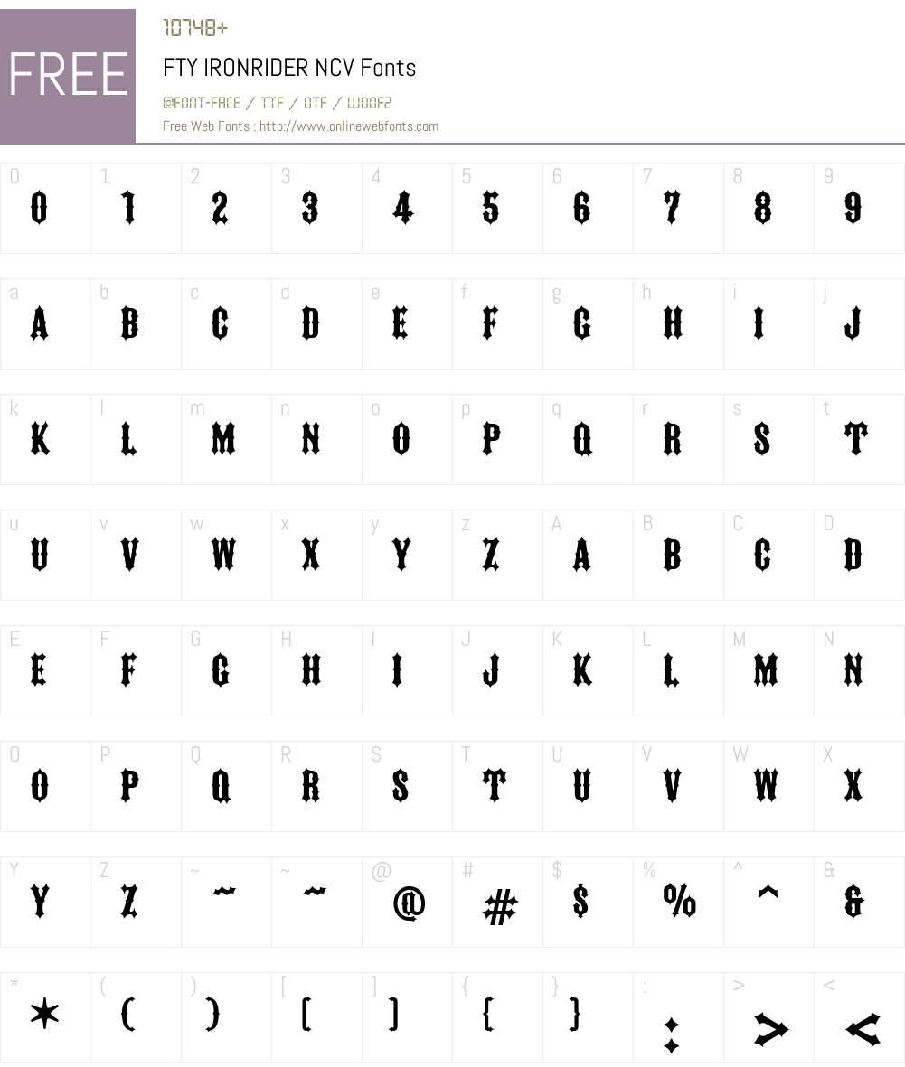 FTY IRONRIDER NCV Font Screenshots