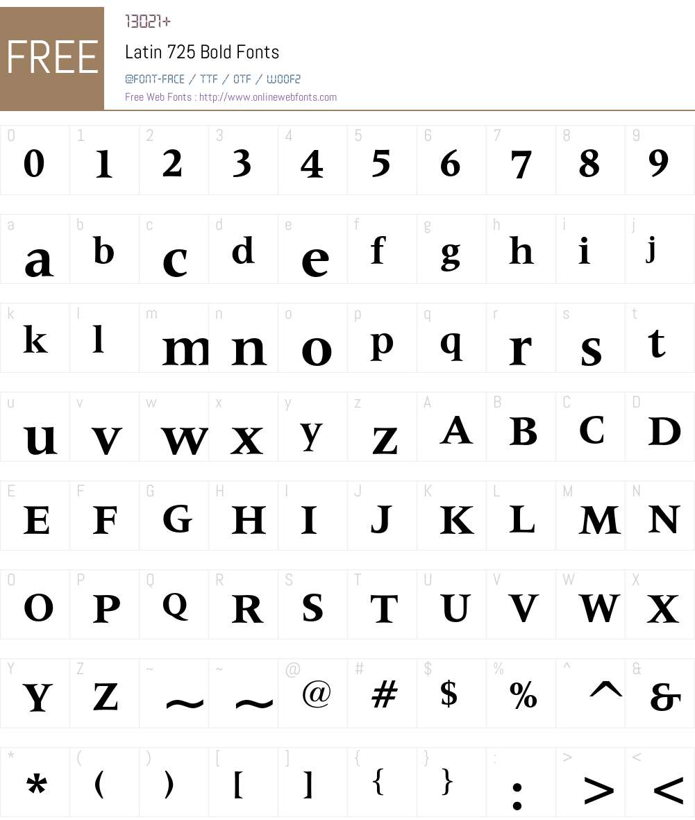Latin 725 Font Screenshots