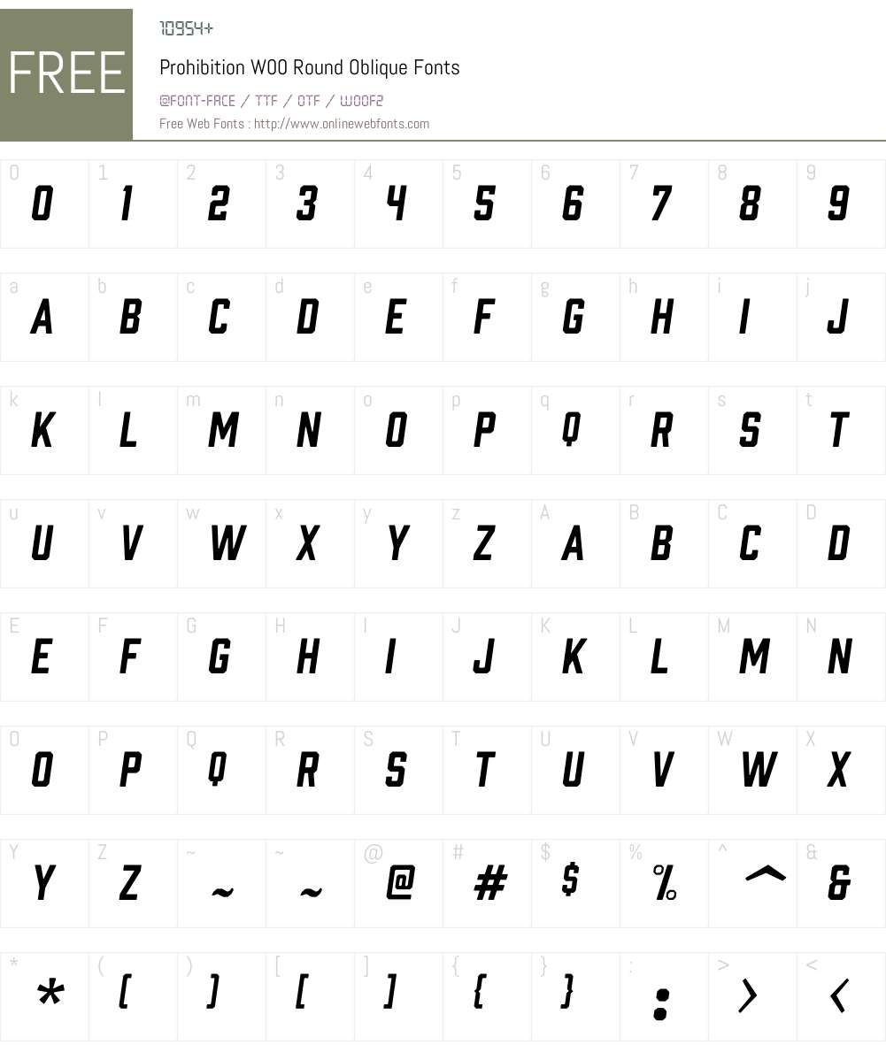 ProhibitionW00-RoundObl Font Screenshots