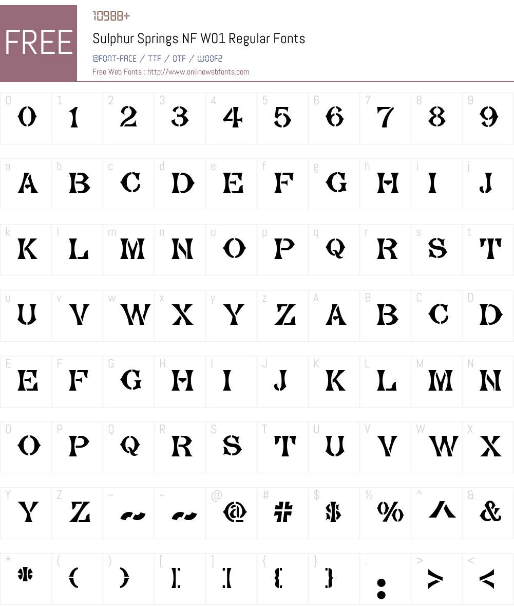 SulphurSpringsNFW01-Regular Font Screenshots