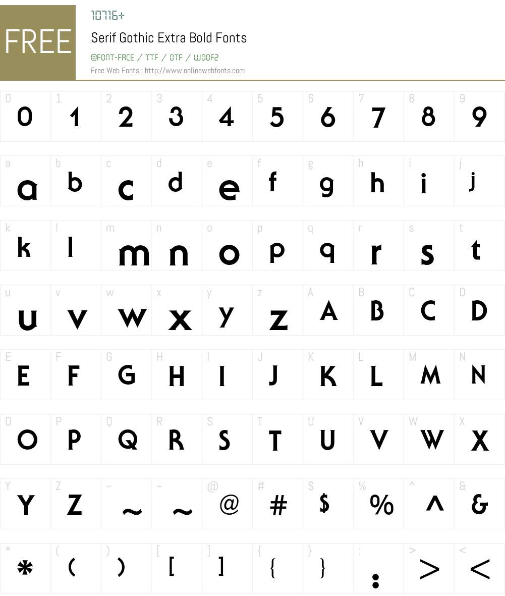 Serif Gothic BQ Font Screenshots