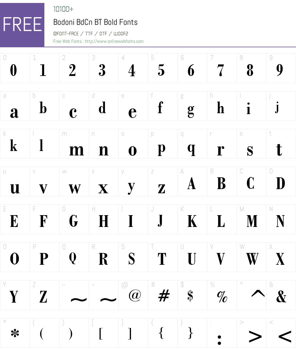 Bodoni BdCn BT Font Screenshots