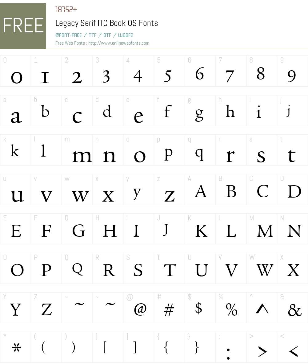 Legacy Serif ITC Font Screenshots