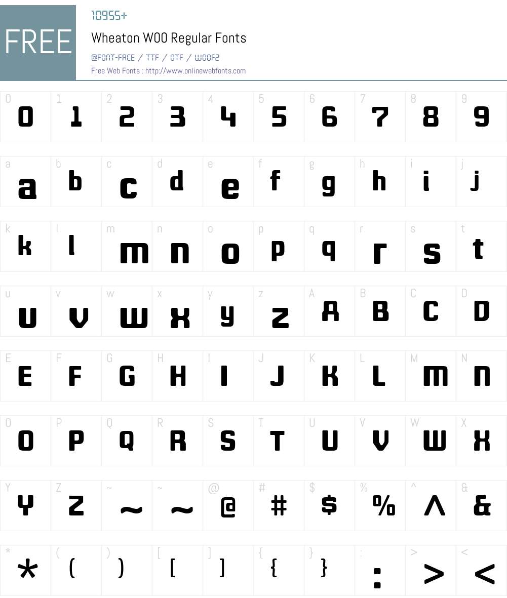 WheatonW00-Regular Font Screenshots