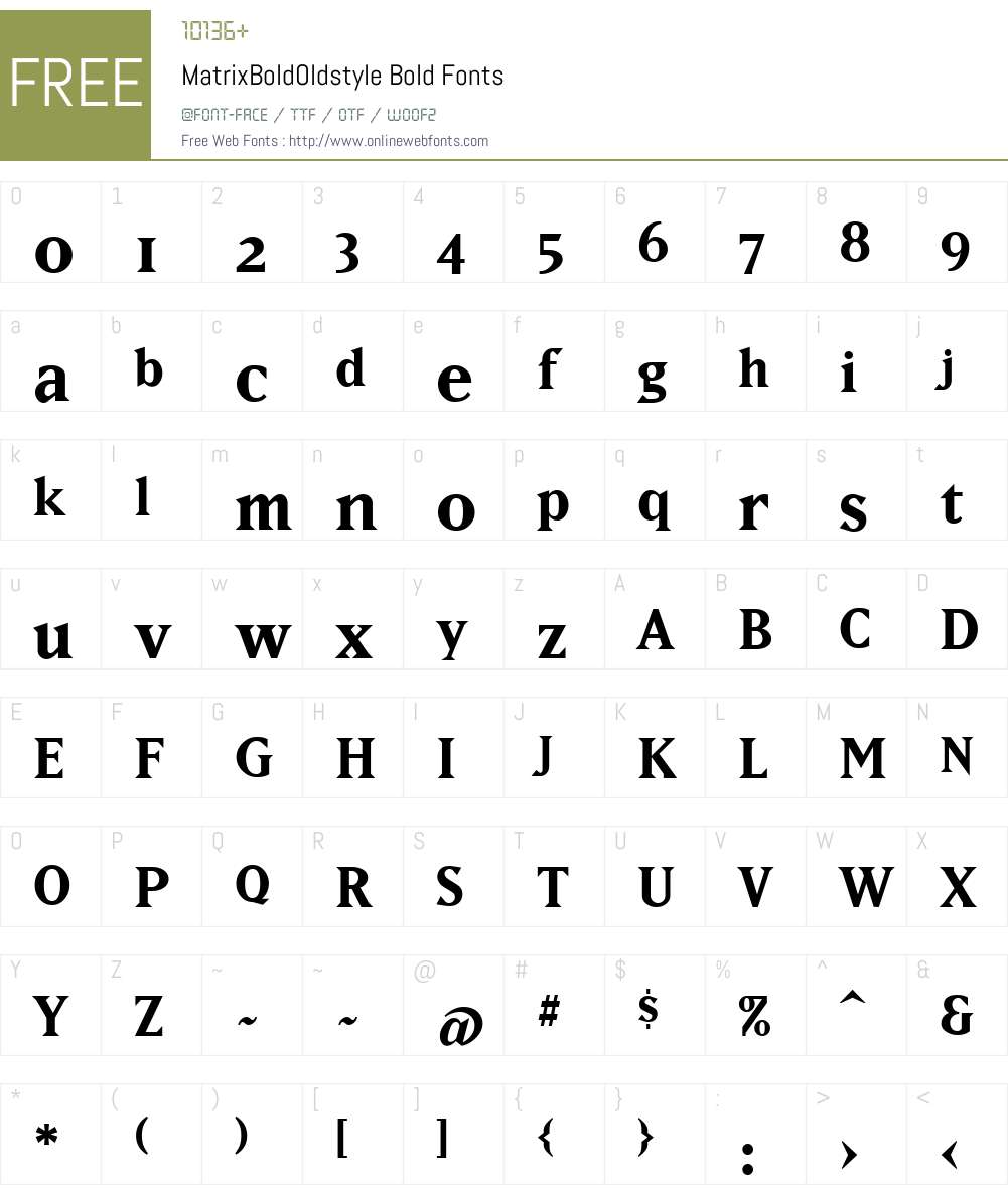 MatrixBoldOldstyle Font Screenshots