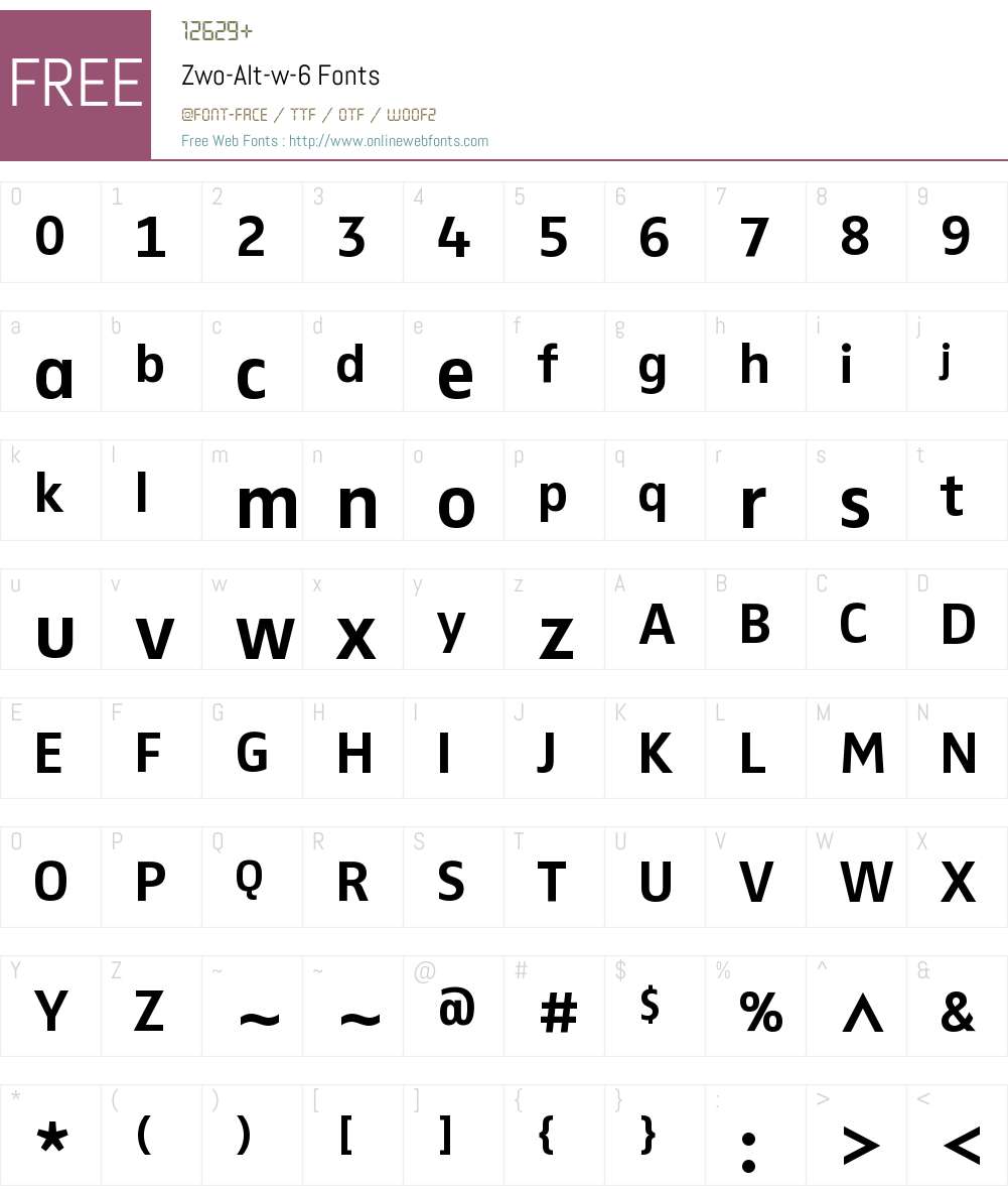 Zwo-Alt w-6 Font Screenshots