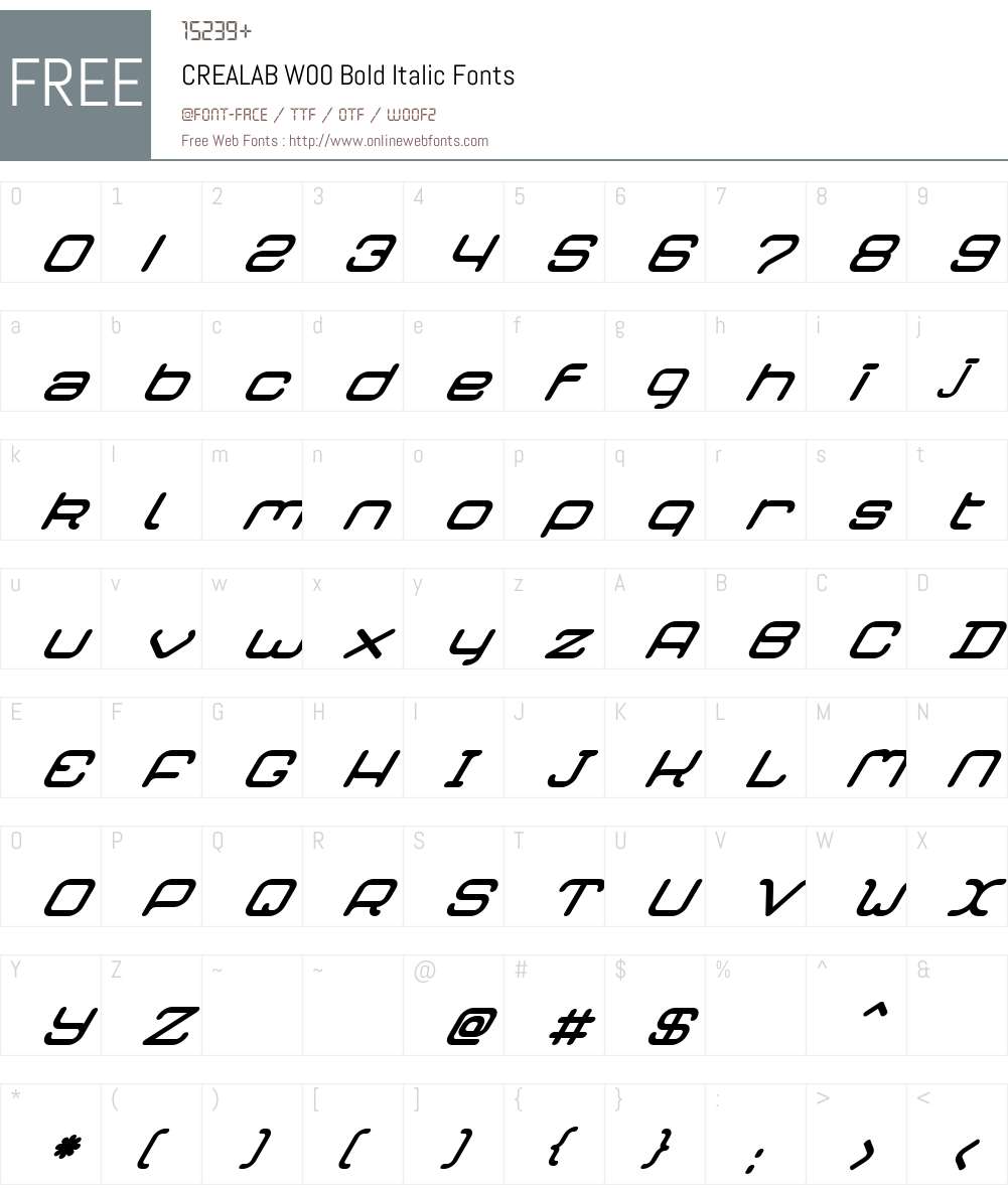 CREALABW00-BoldItalic Font Screenshots