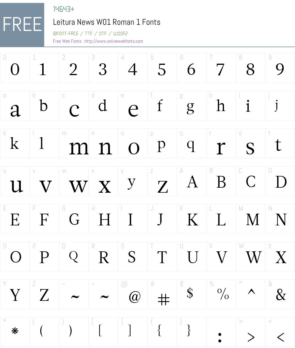 LeituraNewsW01-Roman1 Font Screenshots