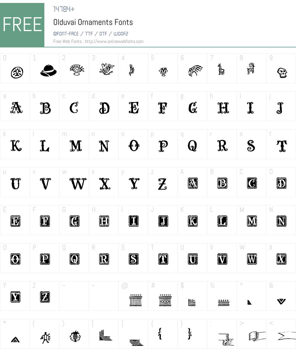 Olduvai Ornaments Font Screenshots