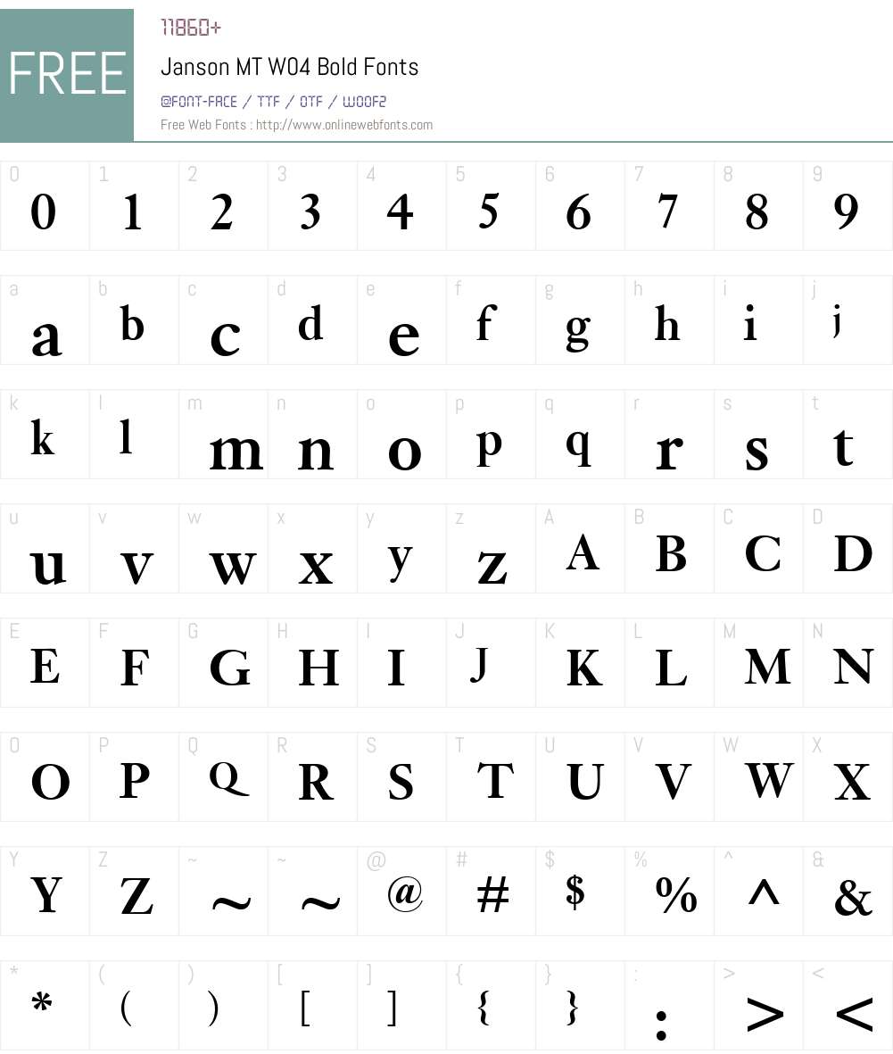 Monotype Janson Font Screenshots