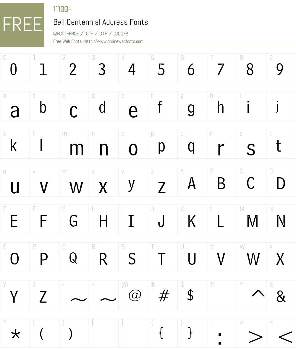 Bell Centennial Font Screenshots