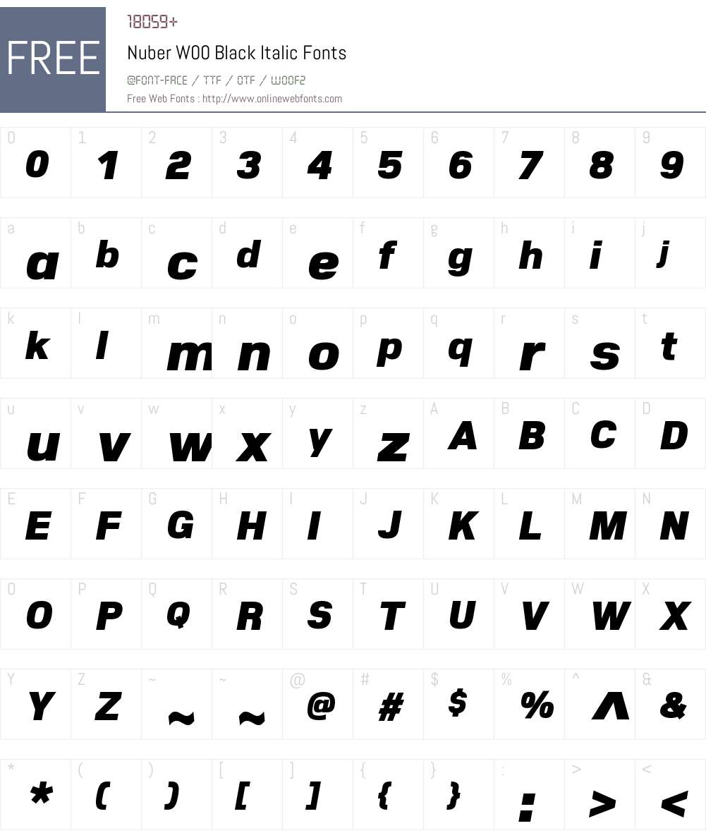 NuberW00-BlackItalic Font Screenshots