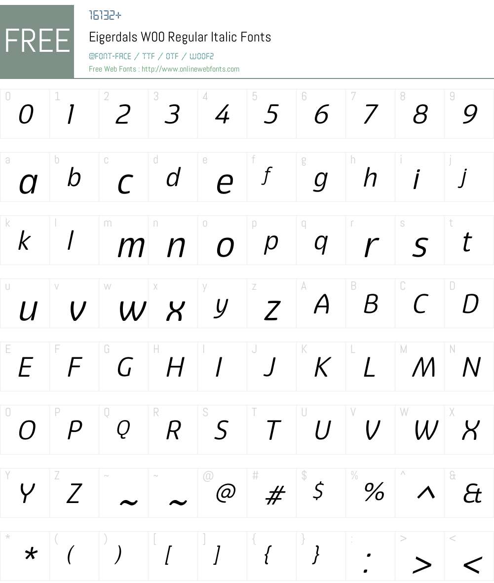 Eigerdals Regular Italic Font Screenshots