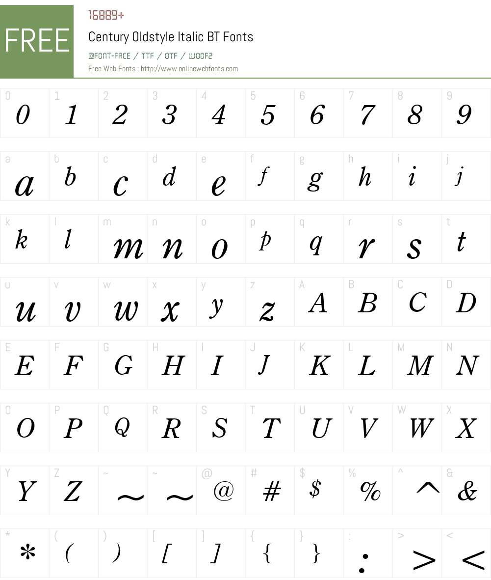 CenturyOldst BT Font Screenshots