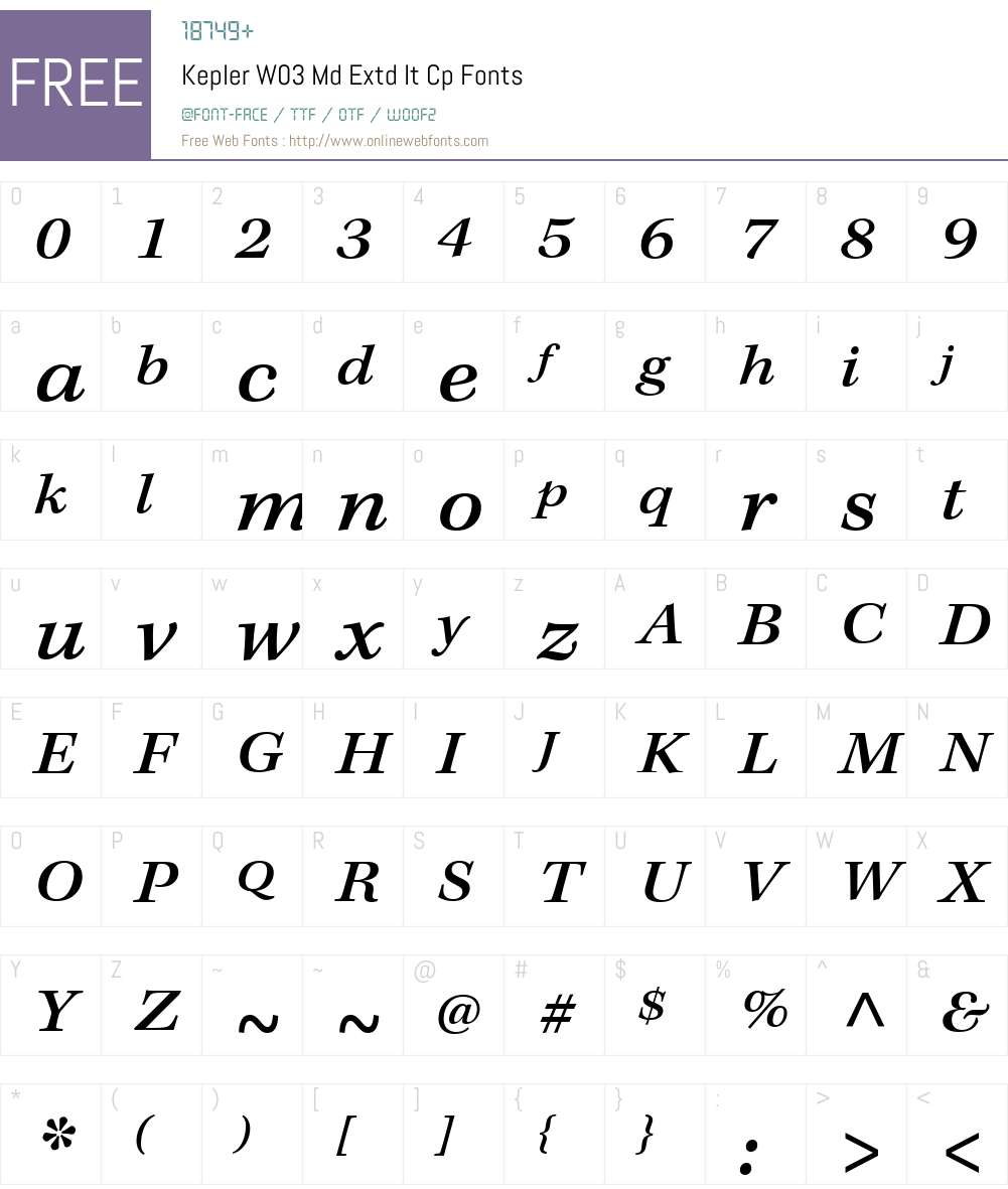 KeplerW03-MdExtdItCp Font Screenshots