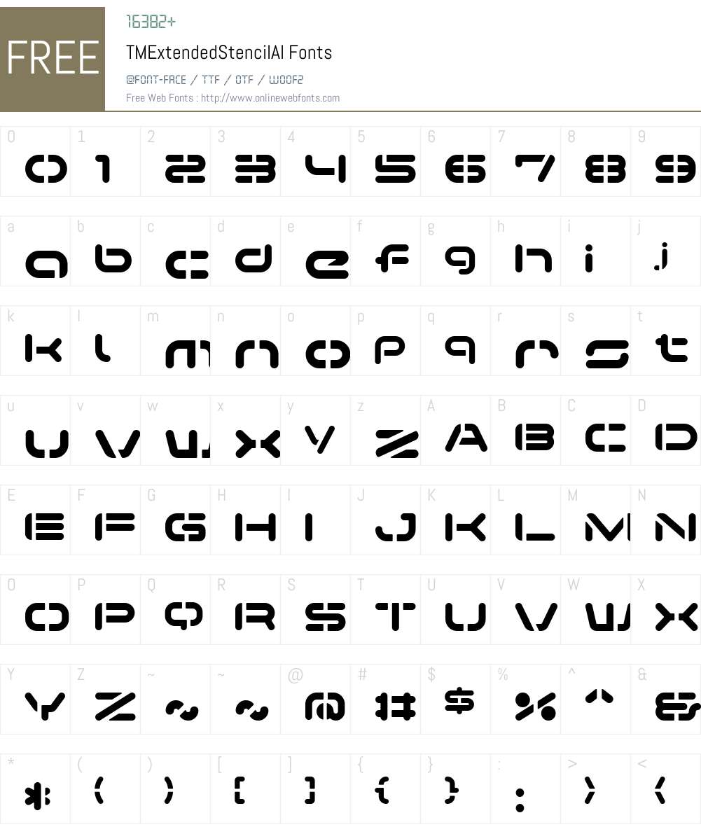 TMExtendedStencilAl Font Screenshots