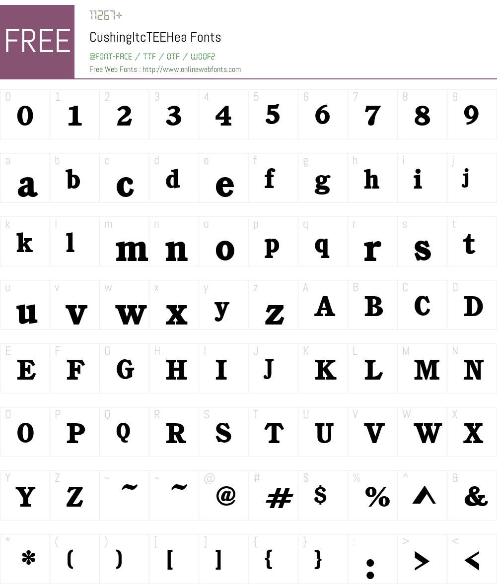 CushingItcTEEHea Font Screenshots