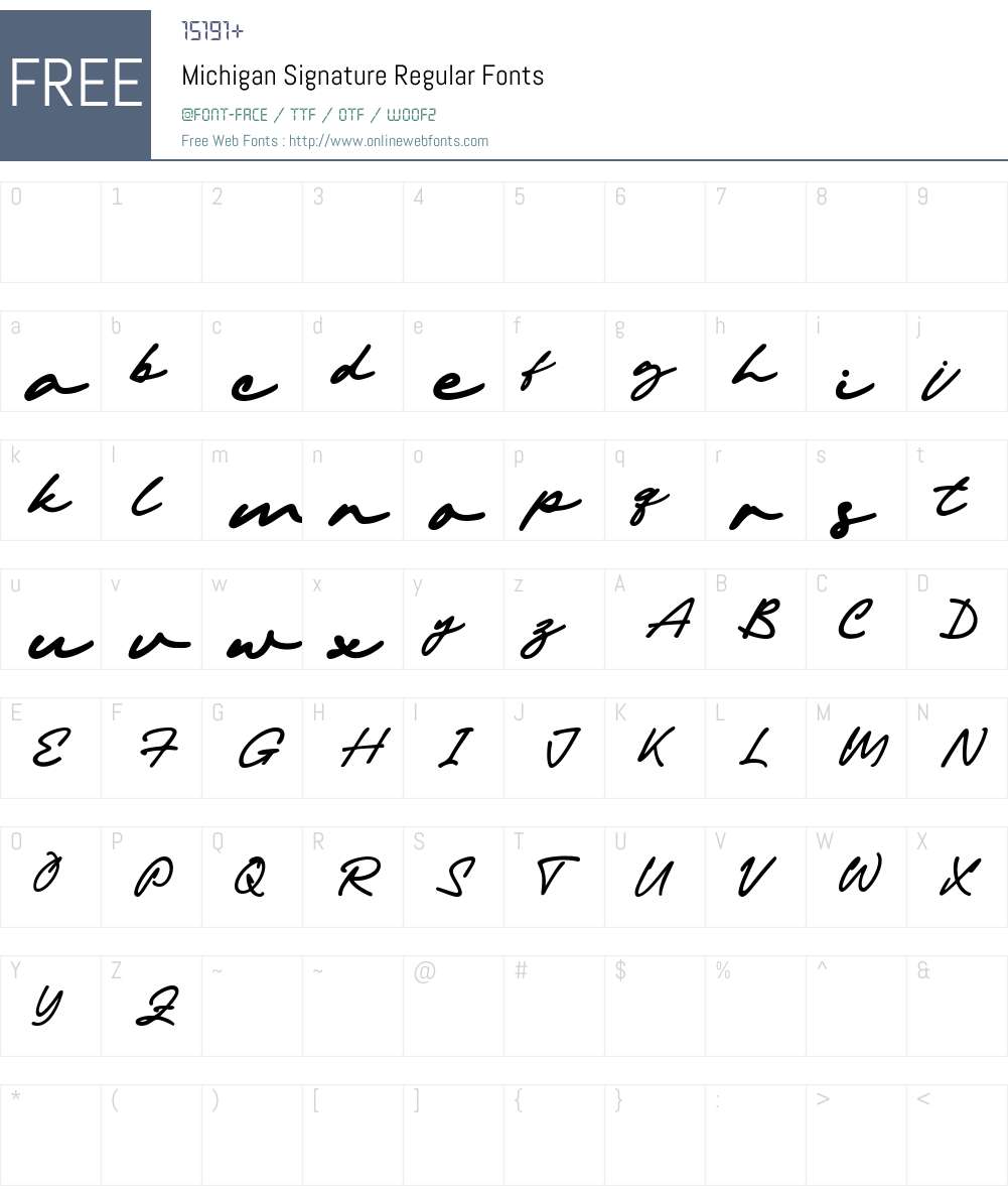 Cursive Michigan Script Michigan Signature 1.000 Fonts Free Download - OnlineWebFonts.COM