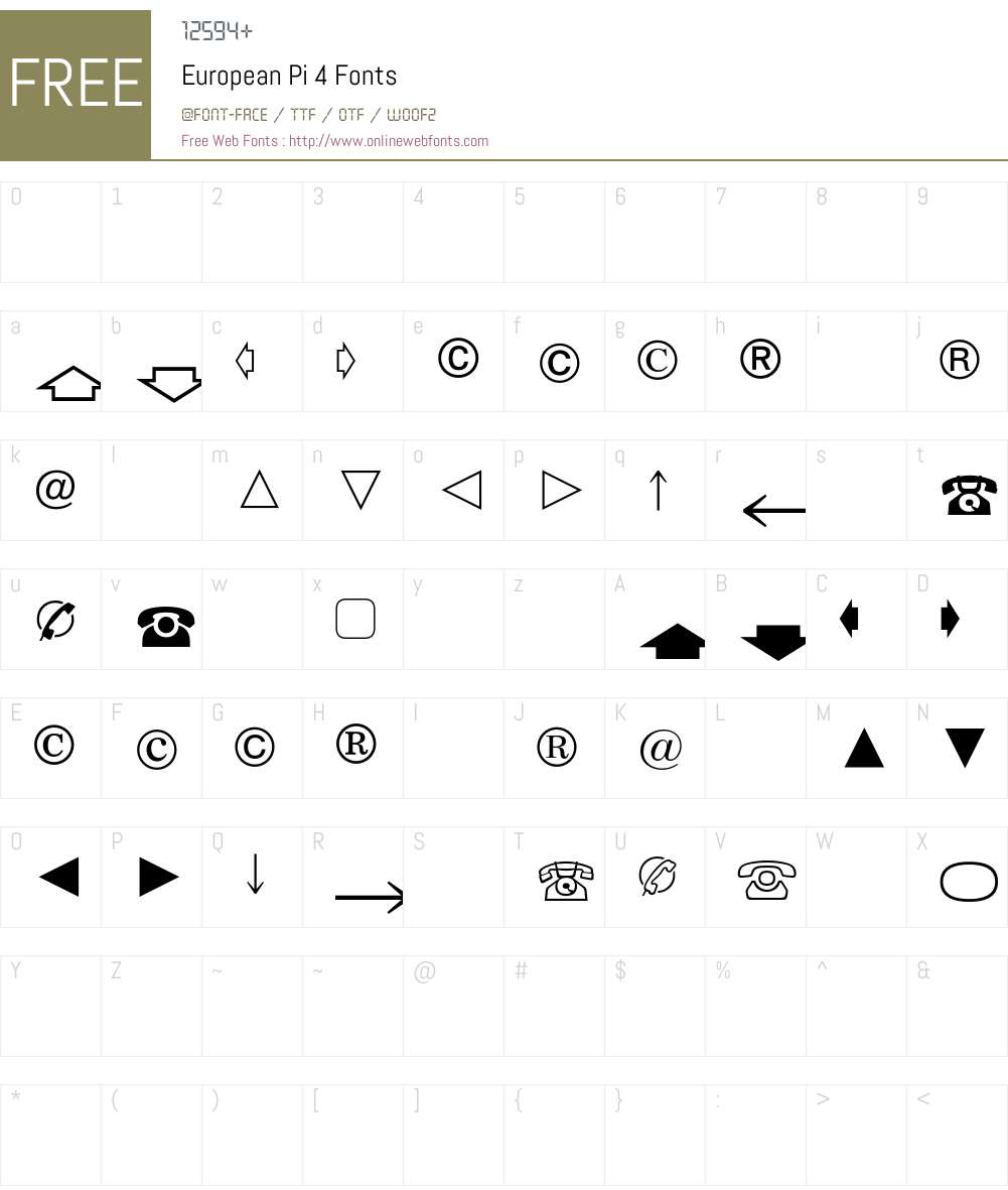 EuropeanPi Font Screenshots