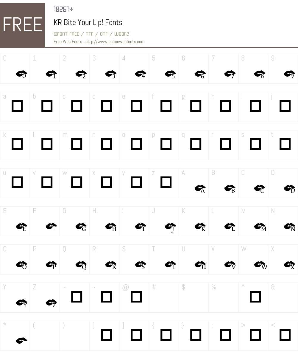 KR Bite Your Lip! Font Screenshots