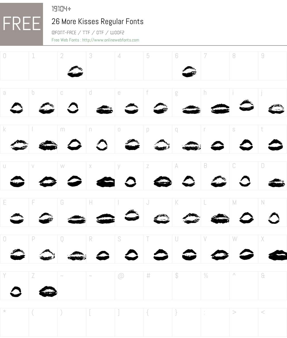 26 More Kisses Font Screenshots