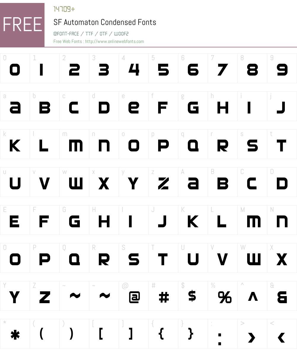 SF Automaton Condensed Font Screenshots