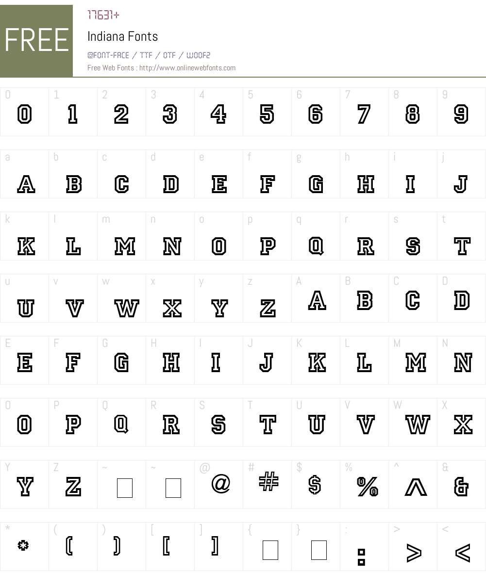 Indiana Font Screenshots
