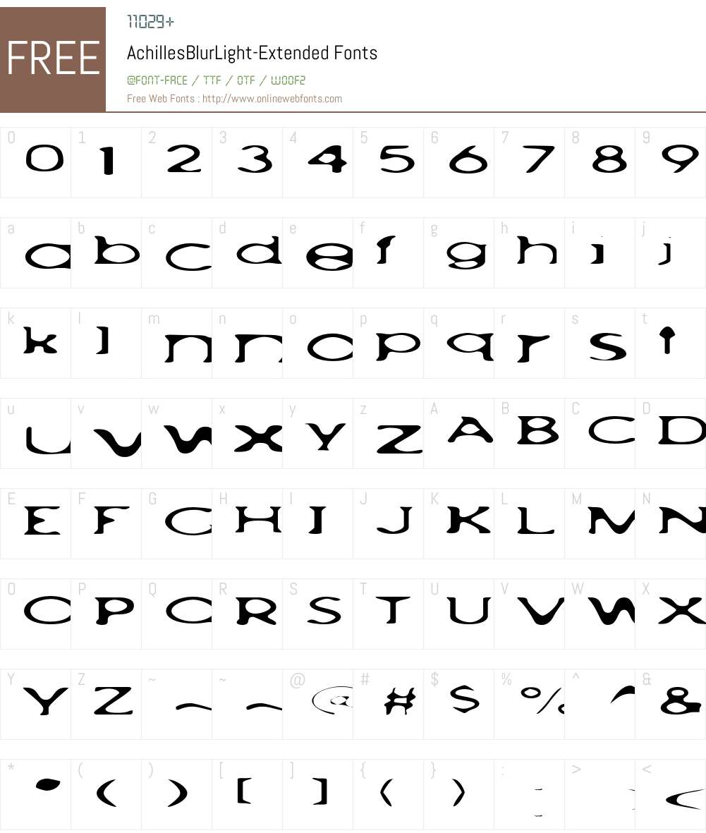 AchillesBlurLight Font Screenshots