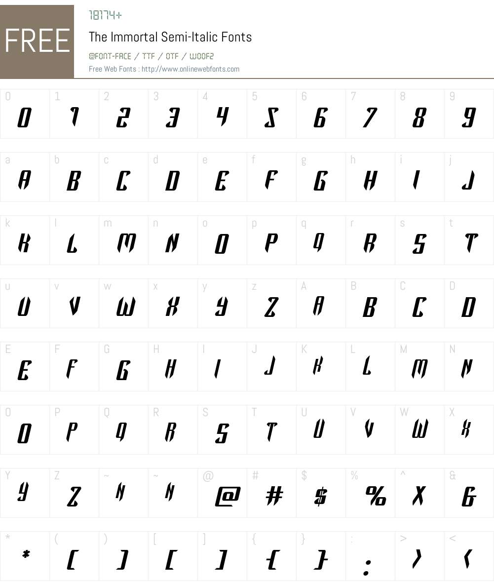The Immortal Semi-Italic Font Screenshots