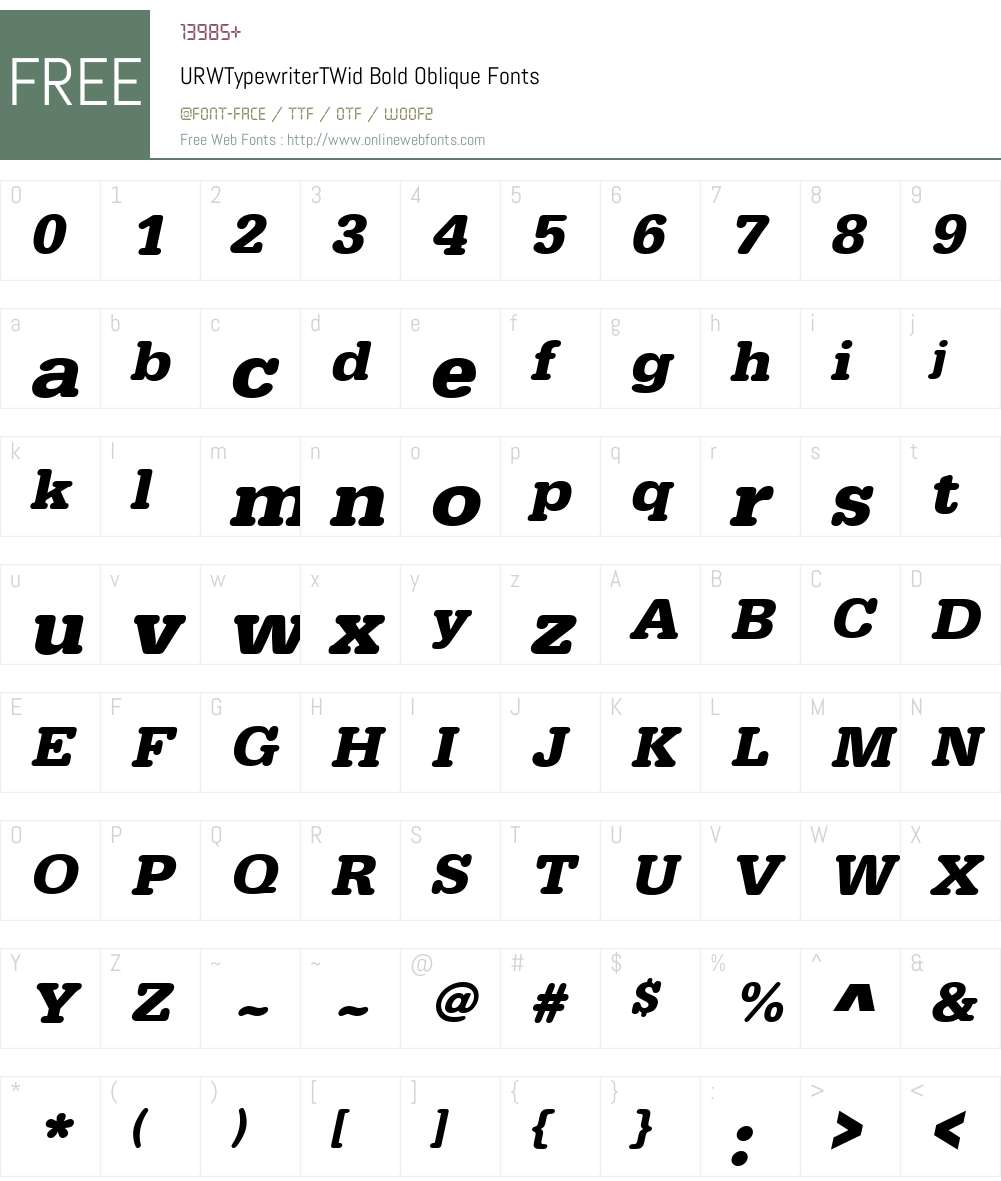 URWTypewriterTWid Font Screenshots