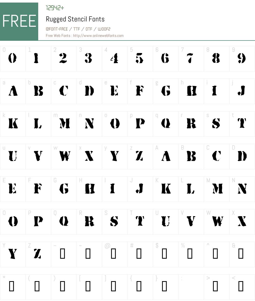 Rugged Stencil Font Screenshots