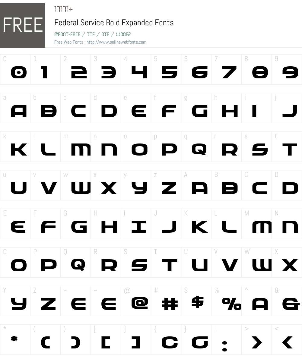 Federal Service Bold Expanded Font Screenshots
