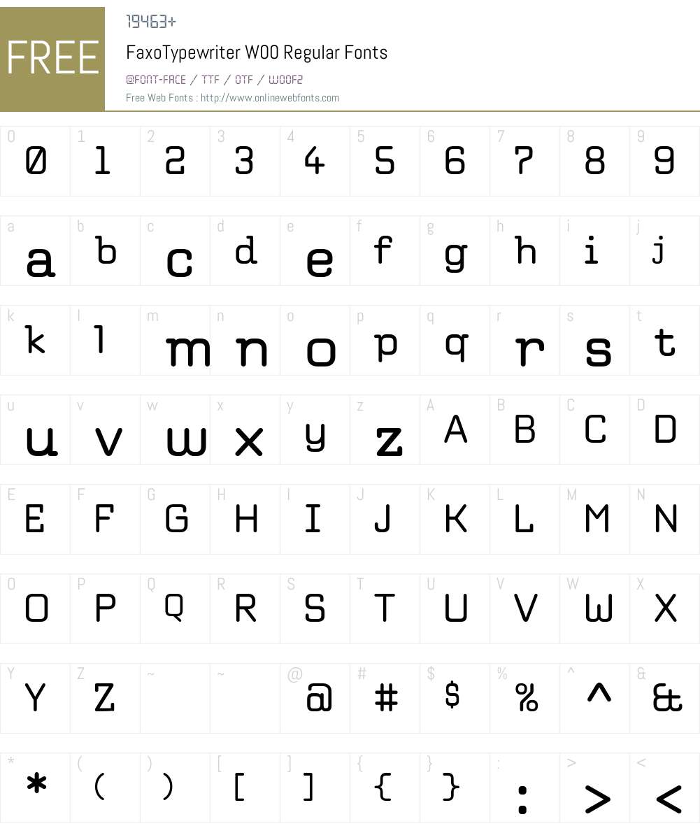 Faxo Font Screenshots