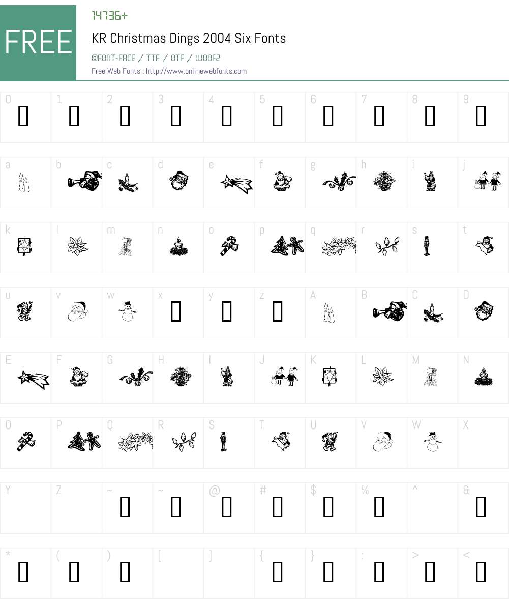 KR Christmas Dings 2004 Six Font Screenshots