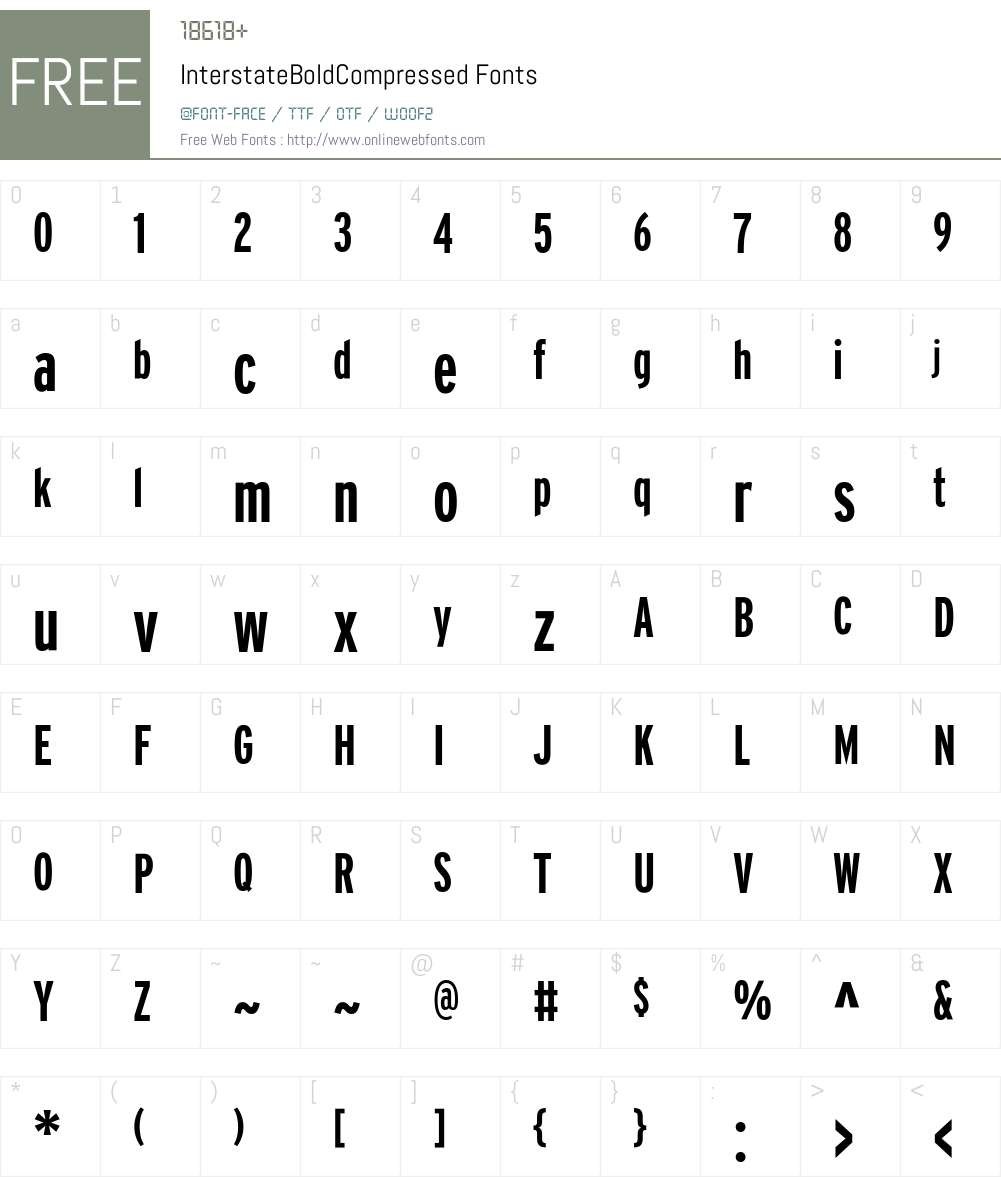 InterstateBoldCompressed Font Screenshots