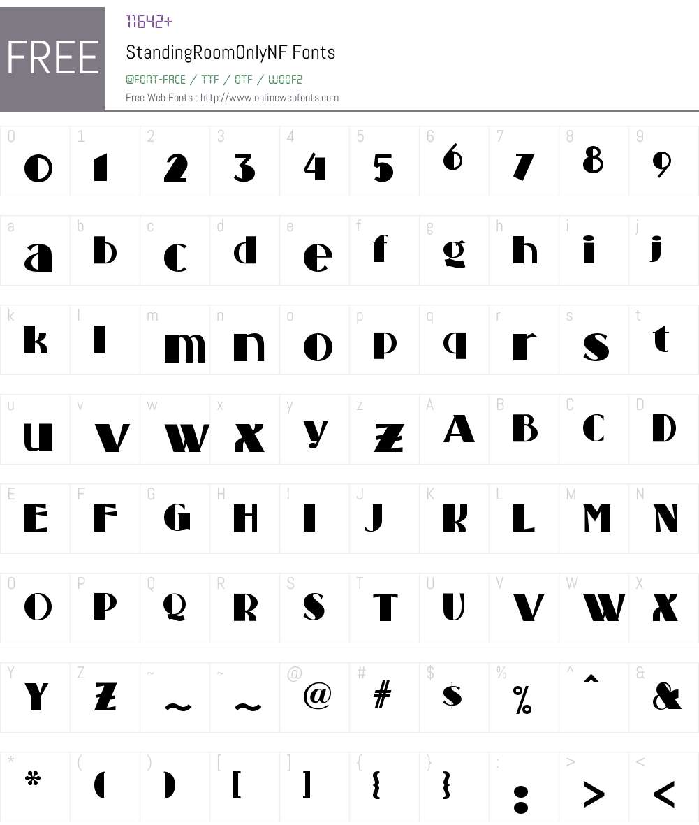 Standing Room Only NF Font Screenshots