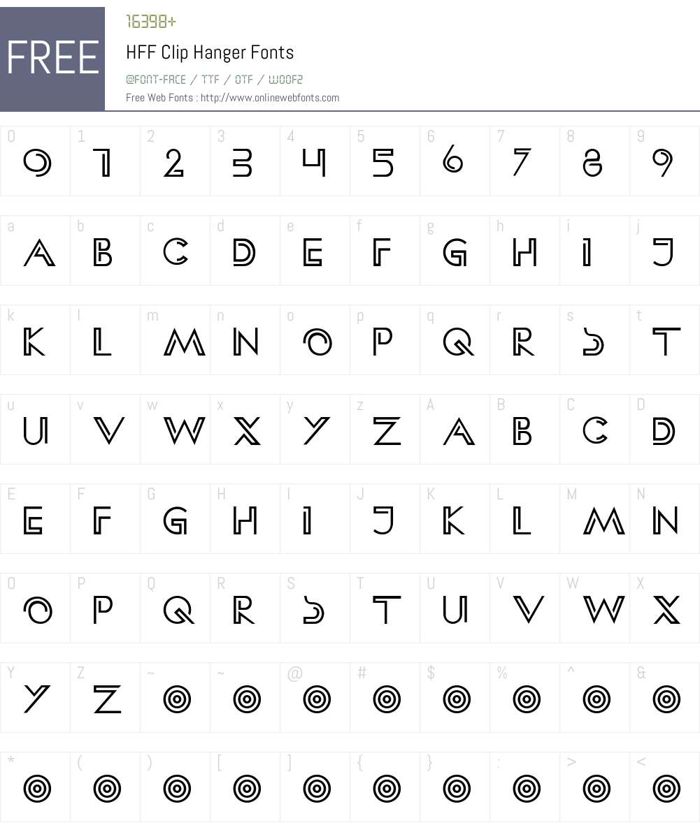 HFF Clip Hanger Font Screenshots