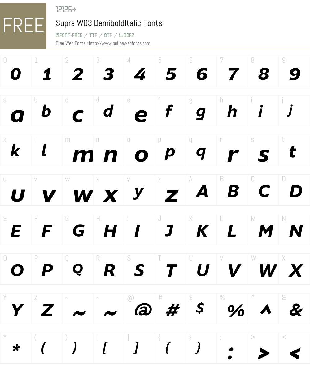 Supra Font Screenshots