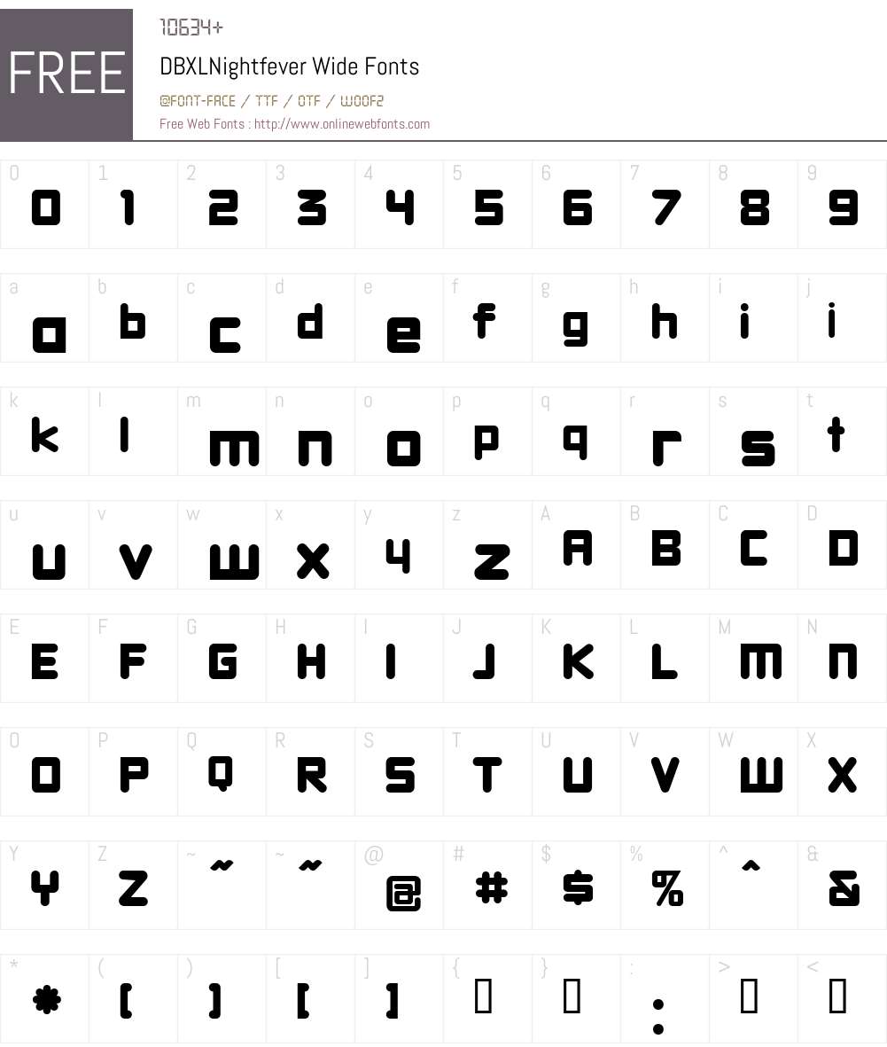 DBXLNightfever Font Screenshots