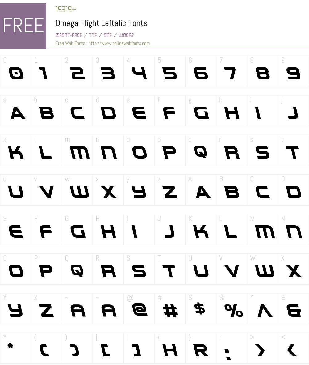 Omega Flight Leftalic Font Screenshots