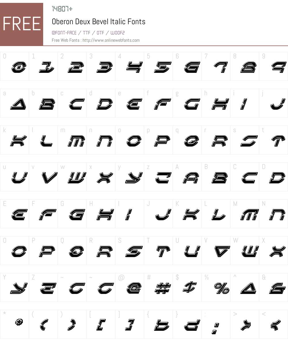 Oberon Deux Bevel Italic Font Screenshots