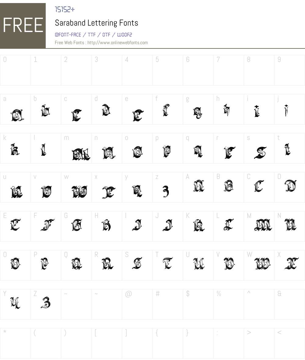 Saraband Lettering Font Screenshots
