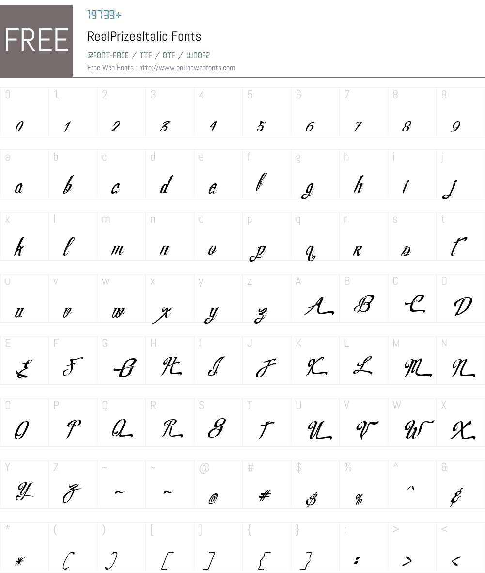RealPrizesItalic Font Screenshots