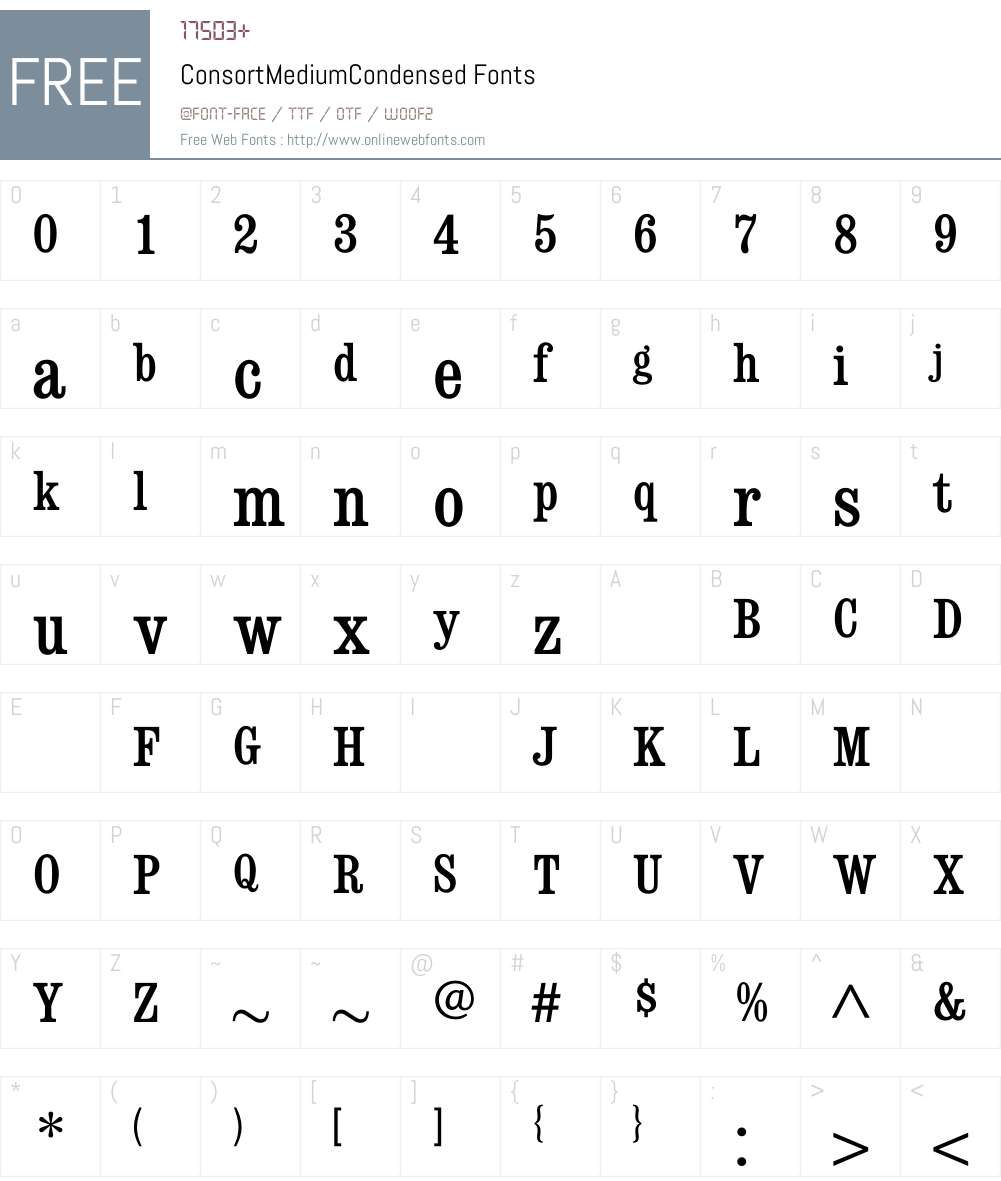 ConsortMediumCondensed Font Screenshots