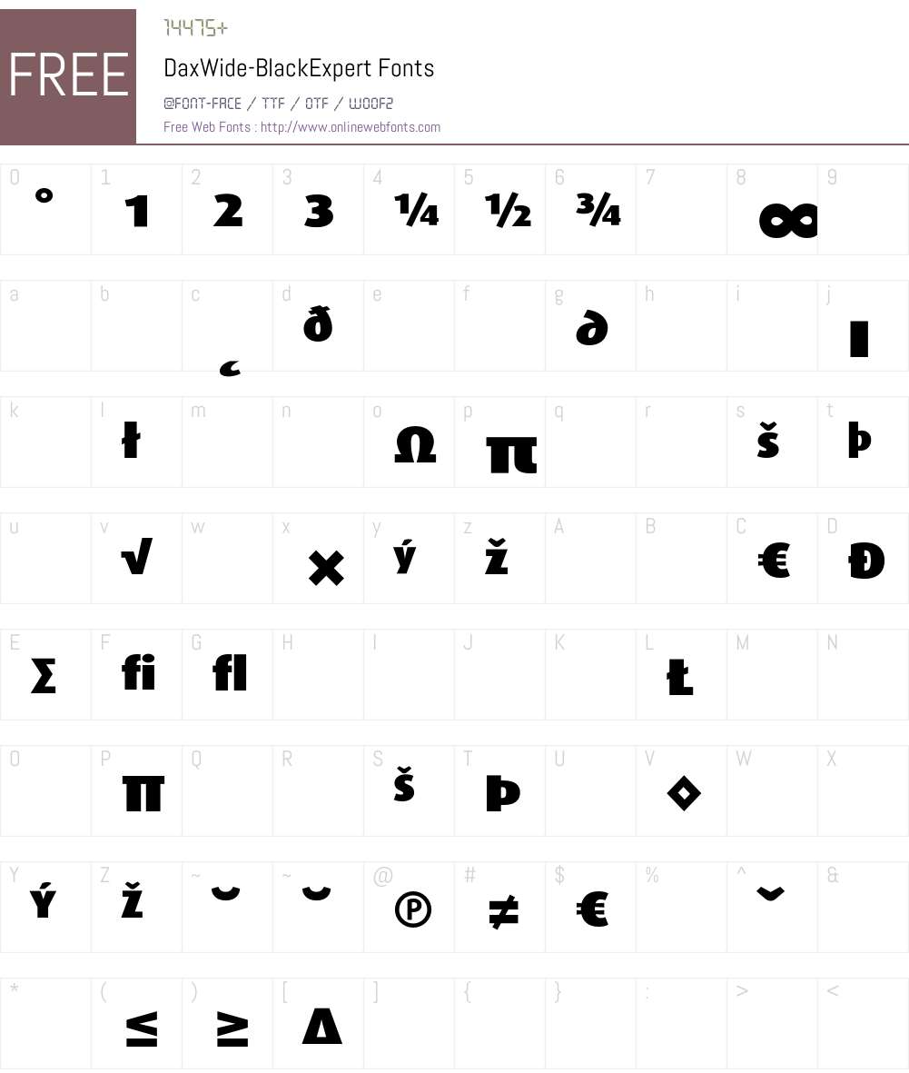 DaxWide Font Screenshots